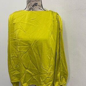 Zara Neon Yellow Long-Sleeve Blouse